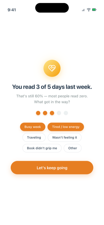 BookStreak compassionate recovery — that's still progress